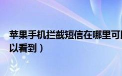 苹果手机拦截短信在哪里可以看到（被拦截的短信在哪里可以看到）