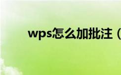 wps怎么加批注（wps怎么加批注）