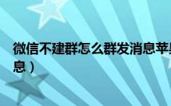 微信不建群怎么群发消息苹果手机（微信不建群怎么群发消息）