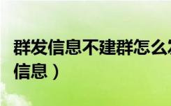 群发信息不建群怎么发（不建微信群怎么群发信息）