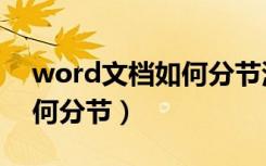 word文档如何分节添加页眉（word文档如何分节）