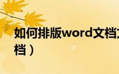 如何排版word文档文字（如何排版word文档）