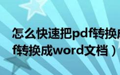 怎么快速把pdf转换成word文档（怎么把pdf转换成word文档）