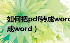 如何把pdf转成word或excel（如何把pdf转成word）