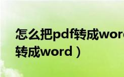 怎么把pdf转成word可以编辑（怎么把pdf转成word）