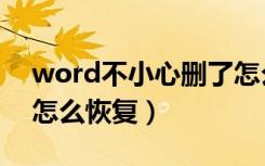 word不小心删了怎么恢复（word被删除了怎么恢复）