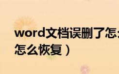 word文档误删了怎么恢复（word文档误删怎么恢复）