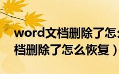 word文档删除了怎么恢复回收站（word文档删除了怎么恢复）