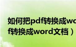 如何把pdf转换成word文档简单（如何把pdf转换成word文档）