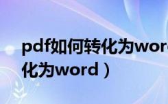 pdf如何转化为word文档格式（pdf如何转化为word）