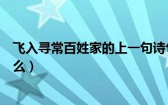 飞入寻常百姓家的上一句诗句（飞入寻常百姓家的全诗是什么）