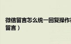 微信留言怎么统一回复操作视频（微信怎样统一回复大家的留言）