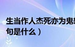 生当作人杰死亦为鬼雄全诗（生当作人杰下一句是什么）