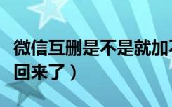 微信互删是不是就加不回来了（微信互删加不回来了）