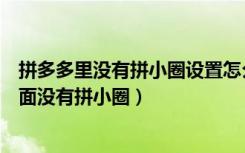 拼多多里没有拼小圈设置怎么办（为什么我的拼多多设置里面没有拼小圈）