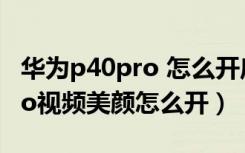 华为p40pro 怎么开启美颜视频（华为p40pro视频美颜怎么开）