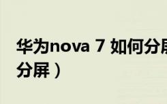 华为nova 7 如何分屏光遇（华为nova7如何分屏）