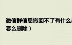 微信群信息撤回不了有什么办法（微信群信息发错了撤不回怎么删除）