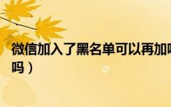 微信加入了黑名单可以再加吗（微信加入黑名单,还可以再加吗）