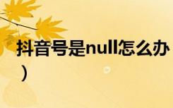 抖音号是null怎么办（抖音号null怎么都删了）