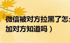 微信被对方拉黑了怎么重新加好友（微信重新加对方知道吗）