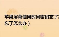 苹果屏幕使用时间密码忘了怎么解（苹果手机下载软件密码忘了怎么办）