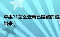 苹果11怎么查看已隐藏的照片（苹果11隐藏的照片怎么显示出来）