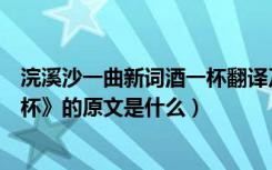 浣溪沙一曲新词酒一杯翻译及赏析（《浣溪沙一曲新词酒一杯》的原文是什么）