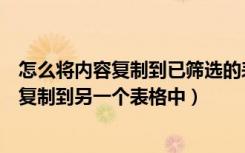 怎么将内容复制到已筛选的表格中（怎么把筛选出来的内容复制到另一个表格中）