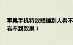 苹果手机特效短信别人看不看得到（iphone短信效果对方看不到效果）