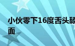 小伙零下16度舌头舔钢管被冻住 这是什么场面