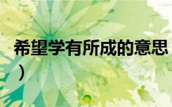 希望学有所成的意思（学有所成的意思是什么）