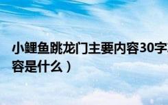 小鲤鱼跳龙门主要内容30字左右（《小鲤鱼跳龙门》主要内容是什么）