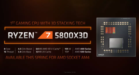 AMD 的锐龙 7 5800X3D 提升至 4.74GHz