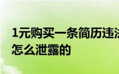 1元购买一条简历违法吗事情真相是什么简历怎么泄露的