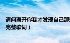 请问离开你我才发现自己那爱笑的眼睛是哪首歌（这首歌的完整歌词）