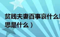 贫贱夫妻百事哀什么意思（贫贱夫妻百事哀意思是什么）