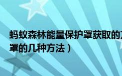 蚂蚁森林能量保护罩获取的方法（蚂蚁森林中获取能量保护罩的几种方法）