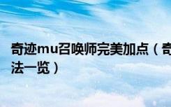 奇迹mu召唤师完美加点（奇迹mu里面的召唤师完美加点方法一览）