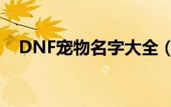 DNF宠物名字大全（DNF宠物名字锦集）