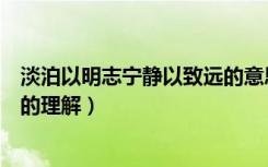 淡泊以明志宁静以致远的意思解释（淡泊以明志宁静以致远的理解）