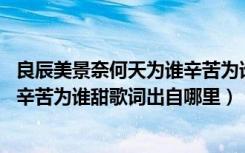 良辰美景奈何天为谁辛苦为谁甜歌词（良辰美景奈何天 为谁辛苦为谁甜歌词出自哪里）