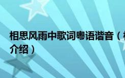 相思风雨中歌词粤语谐音（相思风雨中歌词及粤语谐音简单介绍）