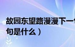 故园东望路漫漫下一句（故园东望路漫漫下一句是什么）