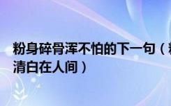 粉身碎骨浑不怕的下一句（粉身碎骨浑不怕的下一句是要留清白在人间）