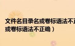 文件名目录名或卷标语法不正确是什么意思（文件名 目录名或卷标语法不正确）