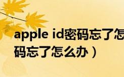 apple id密码忘了怎么办ipad（apple id密码忘了怎么办）