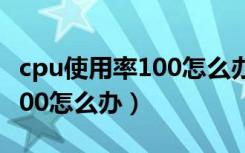 cpu使用率100怎么办需要换吗（cpu使用率100怎么办）