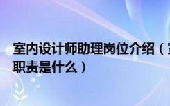 室内设计师助理岗位介绍（室内设计师助理是怎么一个职位职责是什么）