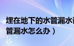 埋在地下的水管漏水谁的责任（埋在地下的水管漏水怎么办）